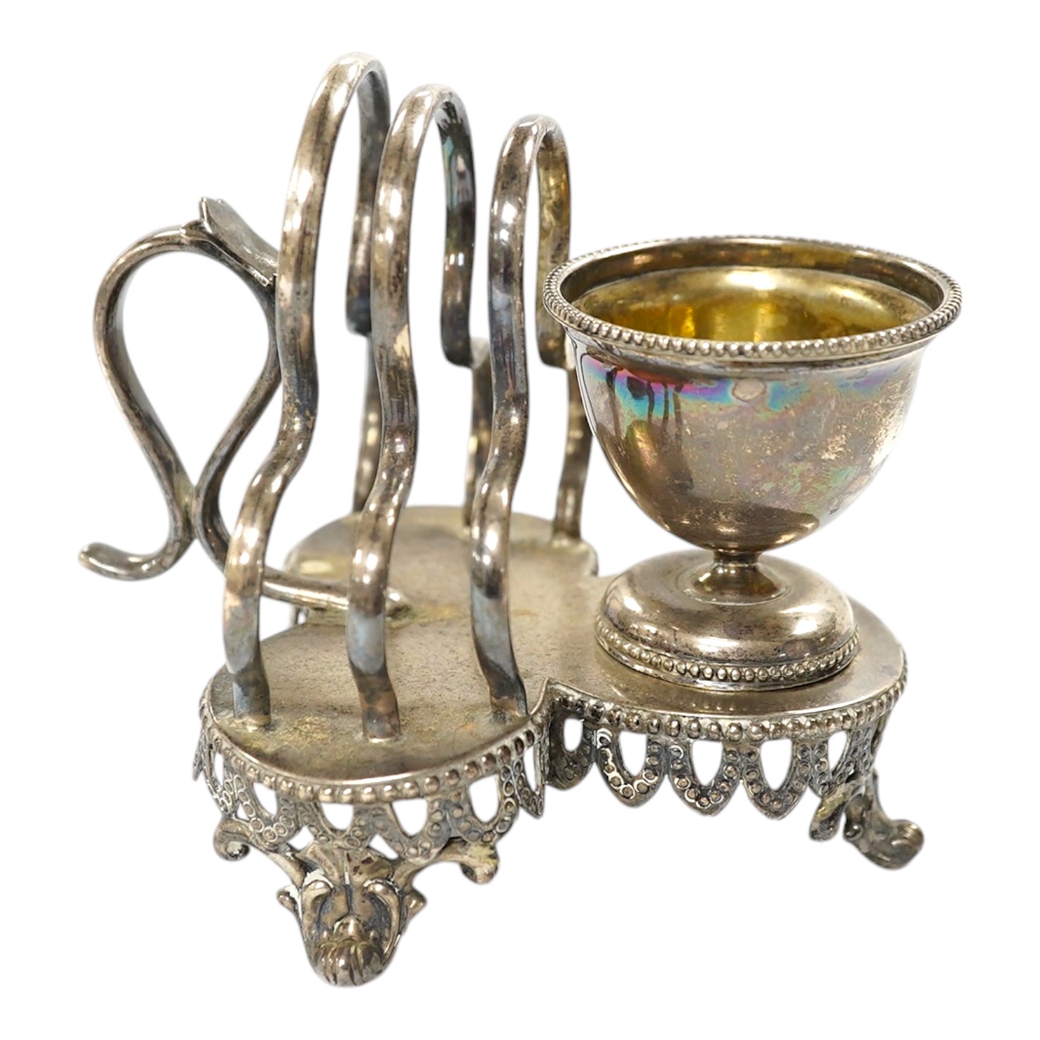 A Victorian silver breakfast cruet, for egg and toast, Frederick Brasted, London, 1867, height 97mm, 7.1oz. Condition - fair